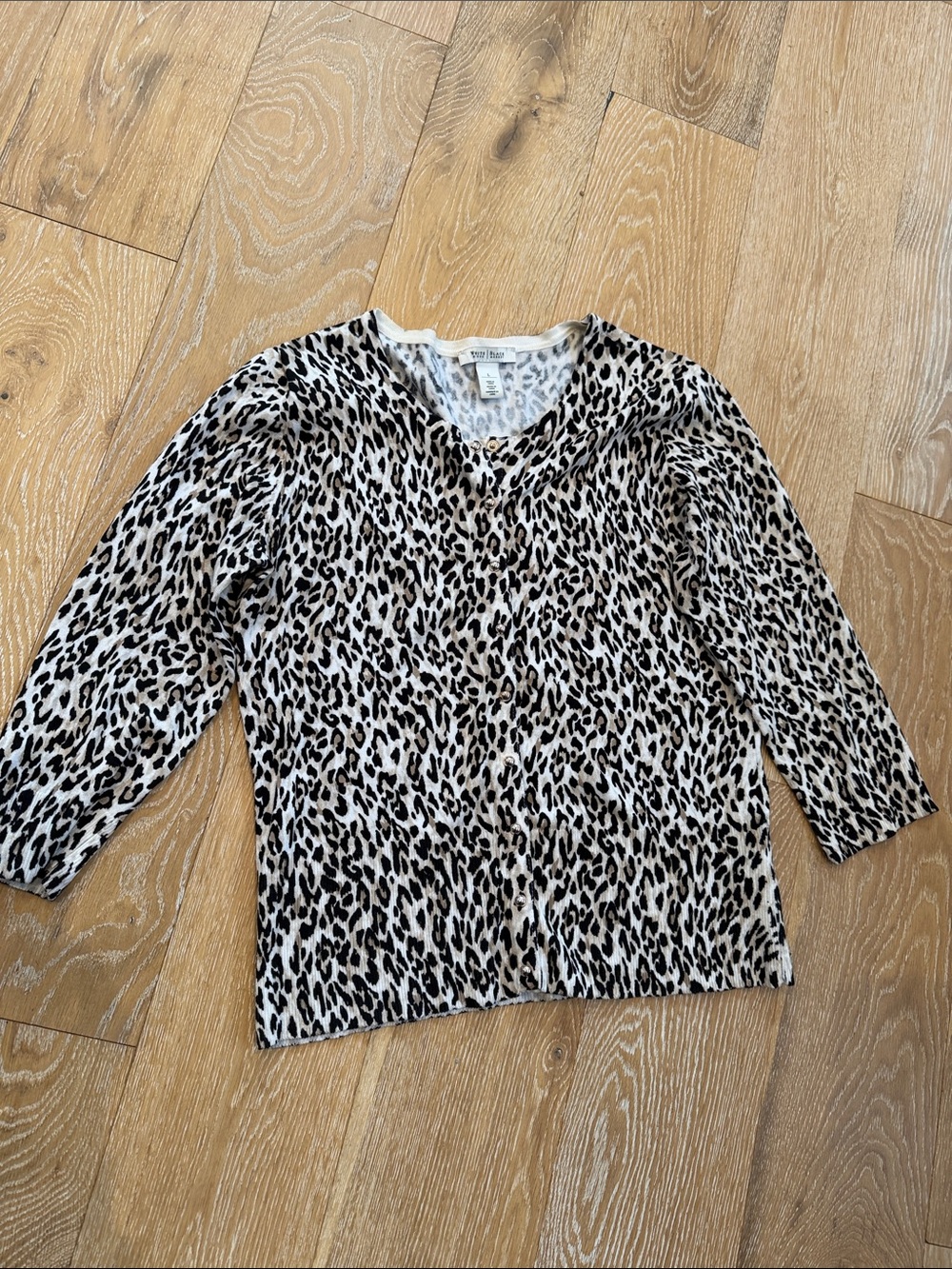 White House Black Market Leopard Print Snap Front Cardigan Size Large